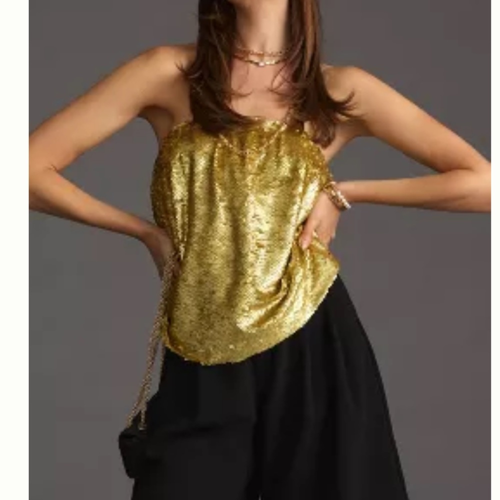 Anthropologie Sequin Strapless Top